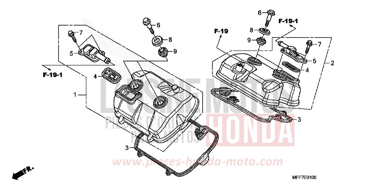 COUVERCLE DE CULASSE de TRANSALP ABS CARNELIAN RED METALLIC (R296) de 2008